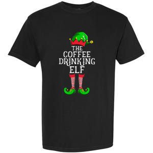 Coffee Drinking Elf Family Matching Group Christmas Garment-Dyed Heavyweight T-Shirt