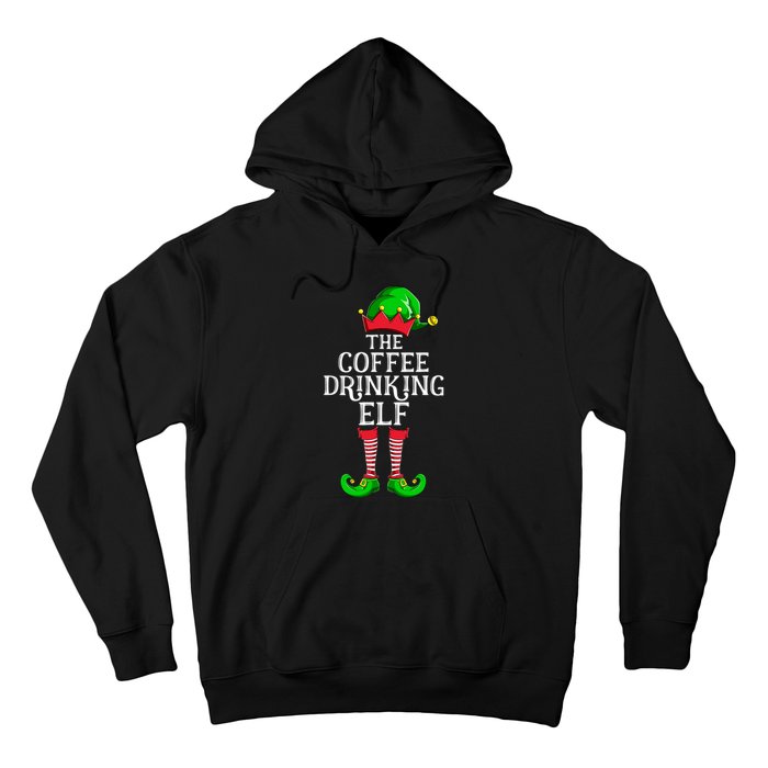 Coffee Drinking Elf Family Matching Group Christmas Hoodie