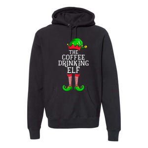 Coffee Drinking Elf Family Matching Group Christmas Premium Hoodie