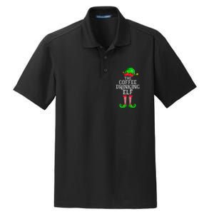 Coffee Drinking Elf Family Matching Group Christmas Dry Zone Grid Polo