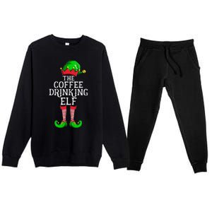 Coffee Drinking Elf Family Matching Group Christmas Premium Crewneck Sweatsuit Set