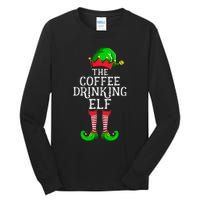 Coffee Drinking Elf Family Matching Group Christmas Tall Long Sleeve T-Shirt