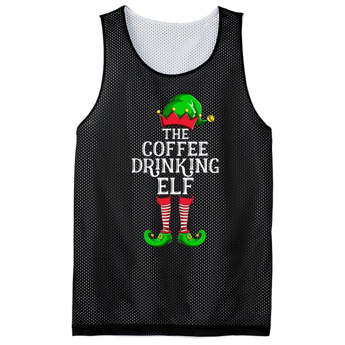 Coffee Drinking Elf Family Matching Group Christmas Mesh Reversible Basketball Jersey Tank