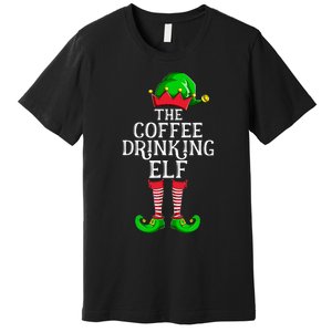 Coffee Drinking Elf Family Matching Group Christmas Premium T-Shirt