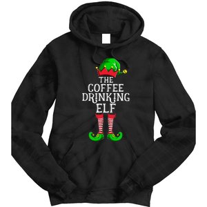 Coffee Drinking Elf Family Matching Group Christmas Tie Dye Hoodie