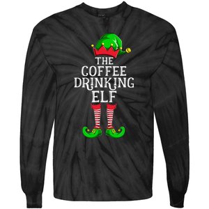 Coffee Drinking Elf Family Matching Group Christmas Tie-Dye Long Sleeve Shirt