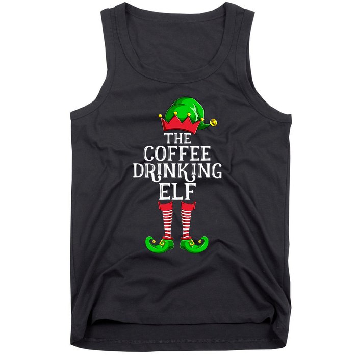 Coffee Drinking Elf Family Matching Group Christmas Tank Top