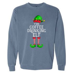 Coffee Drinking Elf Family Matching Group Christmas Garment-Dyed Sweatshirt