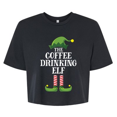 Coffee Drinking Elf Matching Family Group Christmas Party Bella+Canvas Jersey Crop Tee