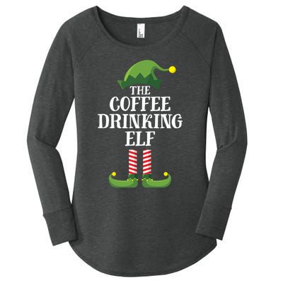 Coffee Drinking Elf Matching Family Group Christmas Party Women's Perfect Tri Tunic Long Sleeve Shirt