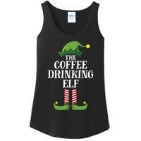 Coffee Drinking Elf Matching Family Group Christmas Party Ladies Essential Tank