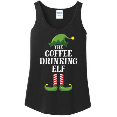 Coffee Drinking Elf Matching Family Group Christmas Party Ladies Essential Tank