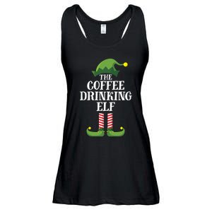 Coffee Drinking Elf Matching Family Group Christmas Party Ladies Essential Flowy Tank