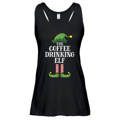 Coffee Drinking Elf Matching Family Group Christmas Party Ladies Essential Flowy Tank