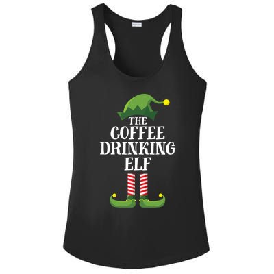 Coffee Drinking Elf Matching Family Group Christmas Party Ladies PosiCharge Competitor Racerback Tank