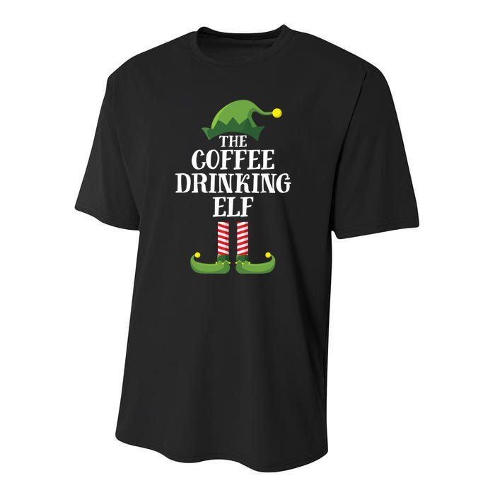 Coffee Drinking Elf Matching Family Group Christmas Party Youth Performance Sprint T-Shirt