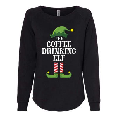 Coffee Drinking Elf Matching Family Group Christmas Party Womens California Wash Sweatshirt