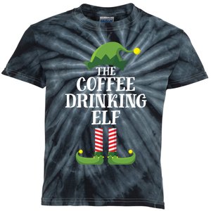 Coffee Drinking Elf Matching Family Group Christmas Party Kids Tie-Dye T-Shirt