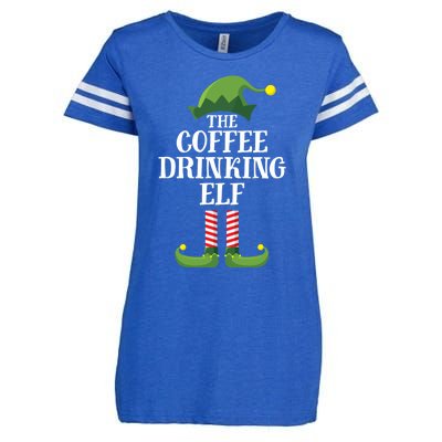 Coffee Drinking Elf Matching Family Group Christmas Party Enza Ladies Jersey Football T-Shirt