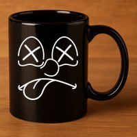 Cartoon Dead Eyes Face 11oz C Handle Ceramic Mug