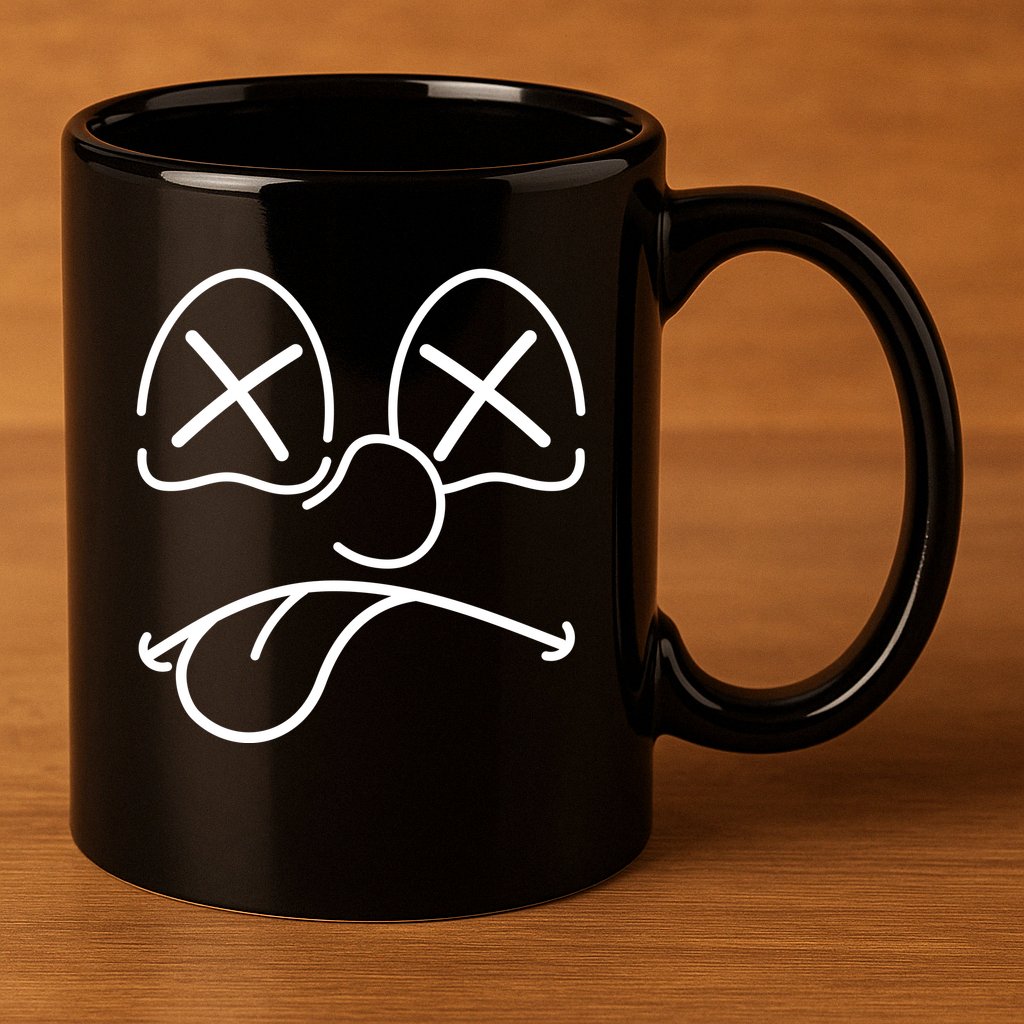 Cartoon Dead Eyes Face 11oz C Handle Ceramic Mug