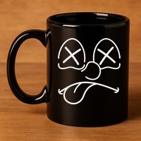 Cartoon Dead Eyes Face 11oz C Handle Ceramic Mug