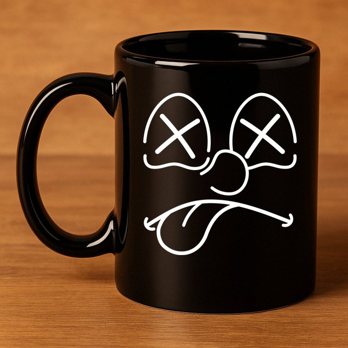 Cartoon Dead Eyes Face 11oz C Handle Ceramic Mug