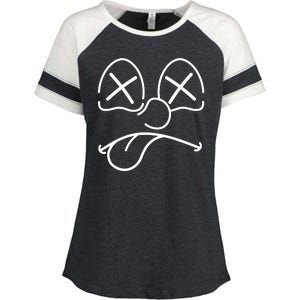 Cartoon Dead Eyes Face Enza Ladies Jersey Colorblock Tee