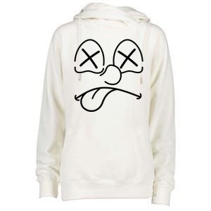 Cartoon Dead Eyes Face Womens Funnel Neck Pullover Hood