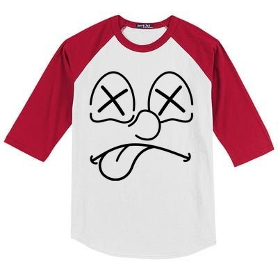 Cartoon Dead Eyes Face Kids Colorblock Raglan Jersey