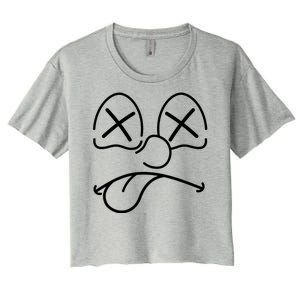 Cartoon Dead Eyes Face Women's Crop Top Tee