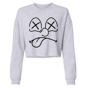 Cartoon Dead Eyes Face Cropped Pullover Crew