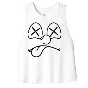 Cartoon Dead Eyes Face Women's Racerback Cropped Tank