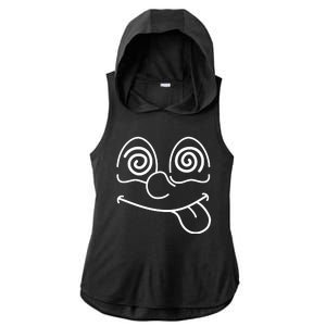 Cartoon Dizzy Eyes Face Ladies PosiCharge Tri-Blend Wicking Draft Hoodie Tank