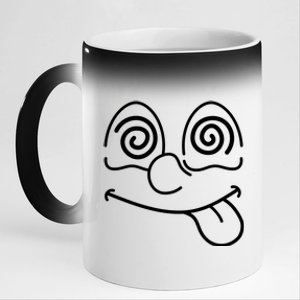 Cartoon Dizzy Eyes Face 11oz Black Color Changing Mug