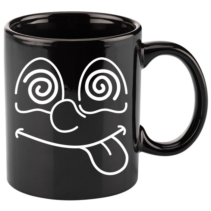Cartoon Dizzy Eyes Face 11oz C Handle Ceramic Mug