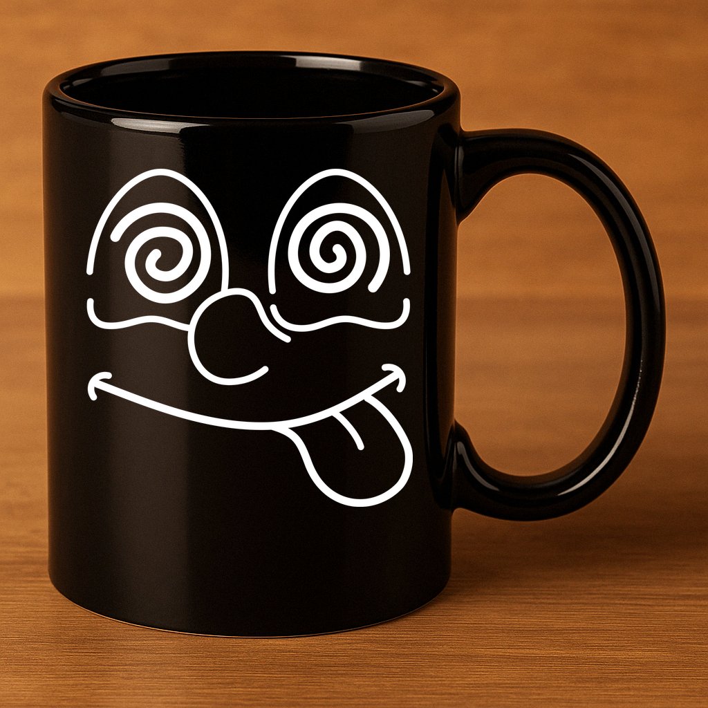 Cartoon Dizzy Eyes Face 11oz C Handle Ceramic Mug