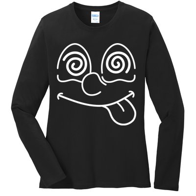 Cartoon Dizzy Eyes Face Ladies Long Sleeve Shirt