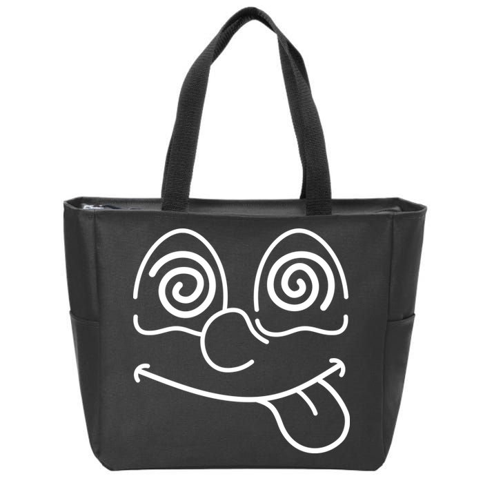 Cartoon Dizzy Eyes Face Zip Tote Bag