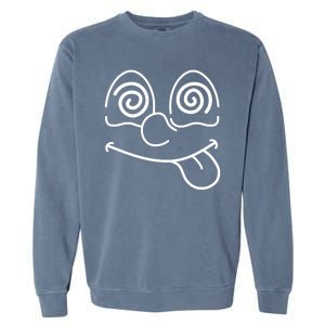 Cartoon Dizzy Eyes Face Garment-Dyed Sweatshirt