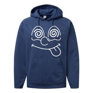 Cartoon Dizzy Eyes Face Performance Fleece Hoodie