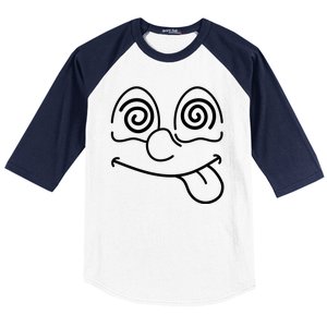 Cartoon Dizzy Eyes Face Baseball Sleeve Shirt