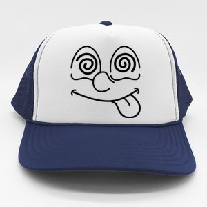 Cartoon Dizzy Eyes Face Trucker Hat