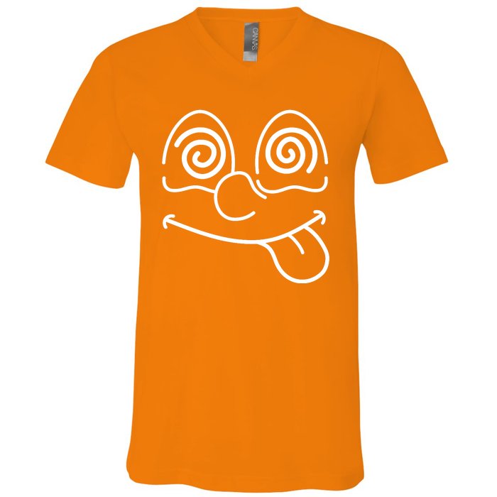 Cartoon Dizzy Eyes Face V-Neck T-Shirt