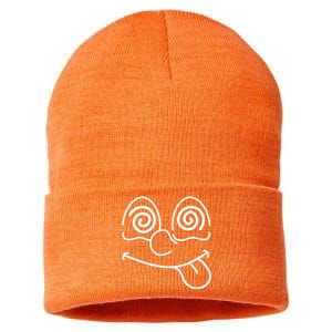 Cartoon Dizzy Eyes Face Sustainable Knit Beanie