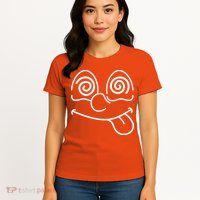 Cartoon Dizzy Eyes Face Womens T-Shirt