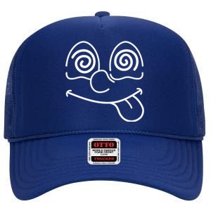 Cartoon Dizzy Eyes Face High Crown Mesh Back Trucker Hat