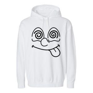 Cartoon Dizzy Eyes Face Garment-Dyed Fleece Hoodie