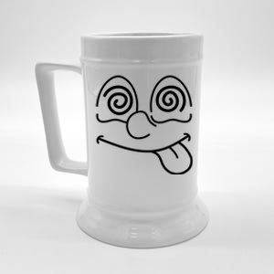 Cartoon Dizzy Eyes Face Beer Stein