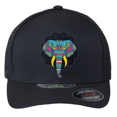 Colorful Dala Elephant For Yoga Meditation Gift Flexfit Unipanel Trucker Cap